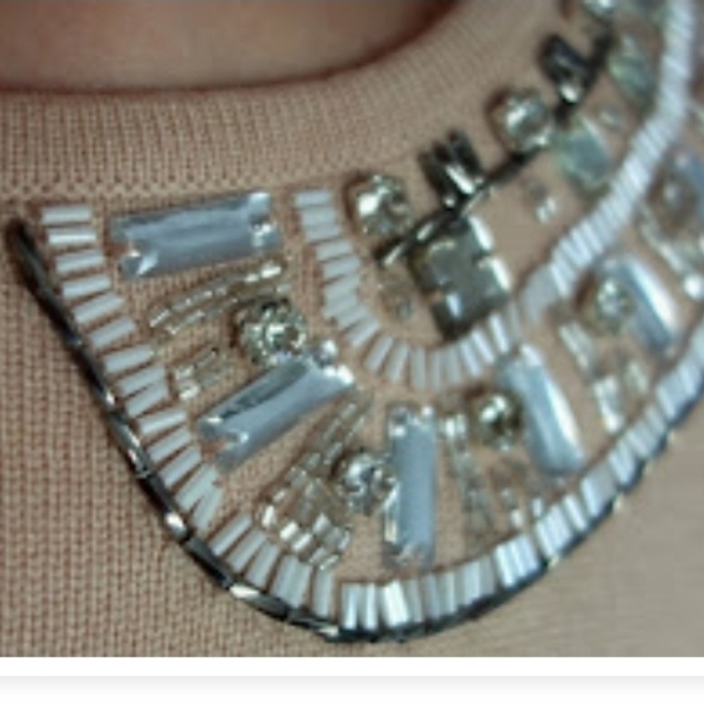 Boden Beaded Collar Pink Sweater - Picture 4 of 9